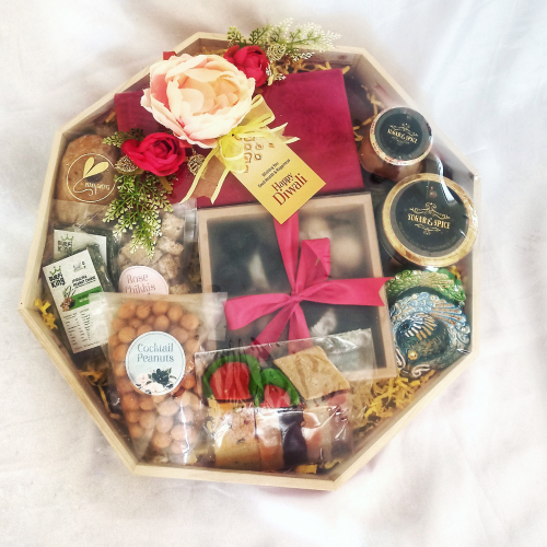 Diwali Octagonal Gift Box with Assorted Sweets, jams and confections