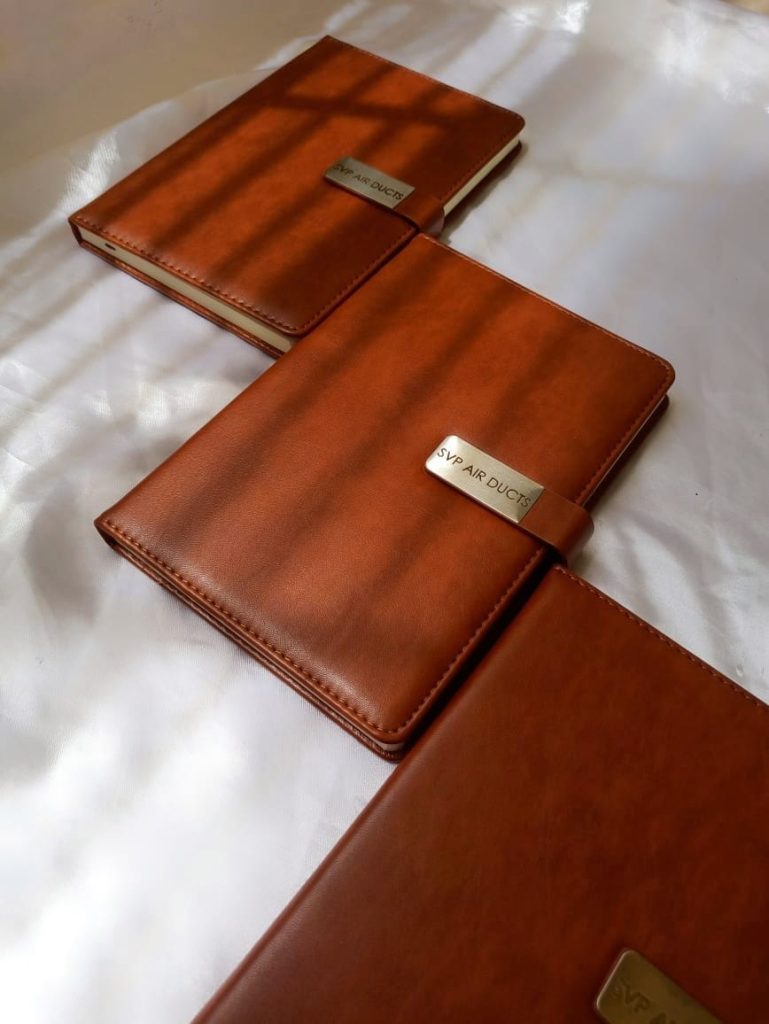 Leather Diary with Silver clasp with SVP AIR DUCTS logo